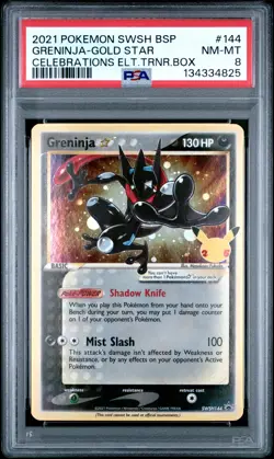2021 POKEMON SWSH BLACK STAR PROMO #144 GRENINJA-GOLD STAR PSA 8 - Image 1