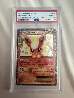 2016 Pokemon XY #RC6 Flareon EX Gen. Radiant Collection PSA 8 NM-MT - Image 1