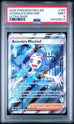 2025 POKEMON MEG EN-MEGA EVOLUTION ULTRA RARE #165 ACEROLA'S MISCHIEF PSA 9 - Image 1