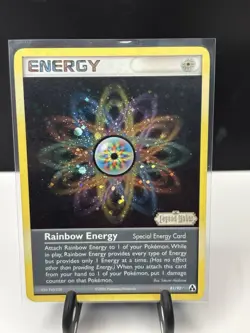 Rainbow Energy 81/92 EX Legend Maker Reverse Holo Pokemon TCG Swirl - Image 1