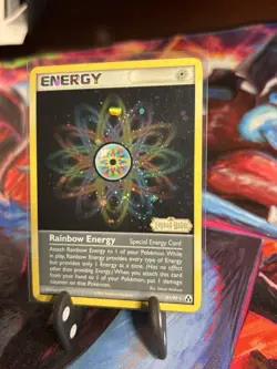 Rainbow Energy 81/92 EX Legend Maker Reverse Holo Pokemon TCG Swirl - Image 3
