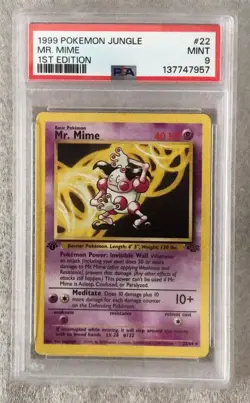 1999 Pokemon Mr. Mime 1st Edition Non Holo Jungle - PSA 9 - Image 1