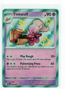 Tinkatuff - 166/091 - Shiny Rare - Paldean Fates Baby Shiny Holo Pokemon TCG - Image 1