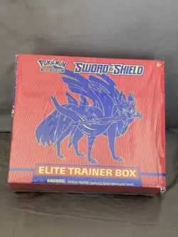 Pokemon TCG Sword and Shield Elite Trainer Box ETB Zacian Base Set Open Box - Image 1