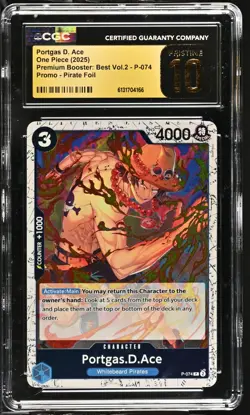One Piece TCG Portgas D. Ace P-074 PIRATE FOIL Cgc Pristine 10 BLACK LABEL POP 1 - Image 1