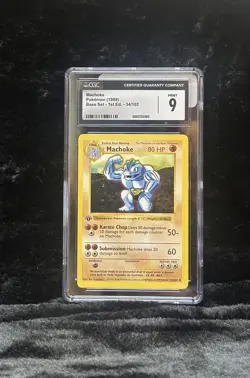 CGC 9 Machoke 1st Edition Shadowless Base Set 1999 Pokemon Card #34 - Image 1