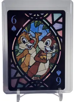 Chip & Dale 2021 Tenyo Disney Stained Glass Playing Card W/Top Loader - Image 1