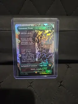 MTG Magic Final Fantasy | Summon: Titan | BORDERLESS FOIL 0373 | NM - Image 1