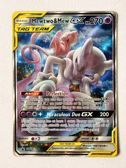 Pokemon TCG Mewtwo & Mew GX SM191 Tag Team Black Star Promo Sun & Moon LP-MP - Image 2