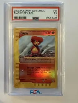Pokemon Magby 30 HP Holo Rare Expedition 017/165 Reverse Holo PSA 5 - Image 1