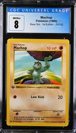 Machop pokemon Base Set - 1st Edition Shadowless #52 NM/Mint 8 - Image 1