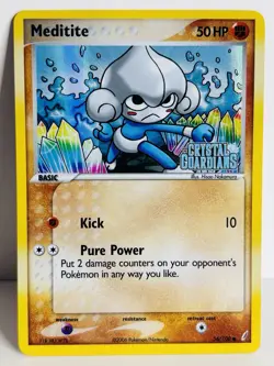 Meditite 56/100 Pokemon Card EX Crystal Guardians Reverse Holo Stamped - Image 1