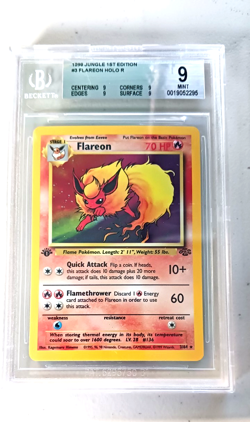 1999 Pokemon Jungle 1st Edition Rare Holo Card Flareon BGS Graded 9 Mint - Image 1