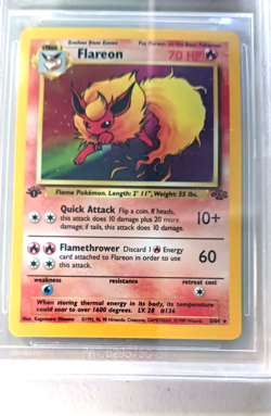 1999 Pokemon Jungle 1st Edition Rare Holo Card Flareon BGS Graded 9 Mint - Image 3