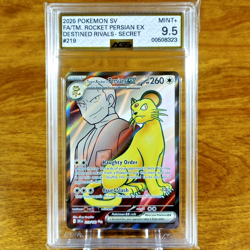 Pokemon Destined Rivals Team Rocket's Persian EX 219/182 AGS Mint+ 9.5 Holo 2025 - Image 1
