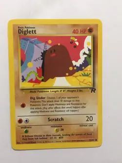 Pokemon Card Team Rocket Diglett 52/82 Excellent Condition - Image 1
