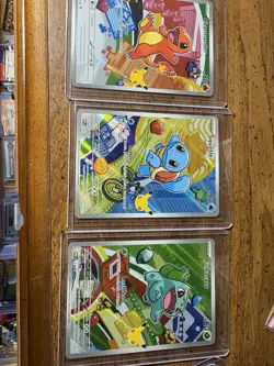 First Partner Kanto Starters Bulbasaur, Charmander, Squirtle Pokemon 3 Card Set - Image 1