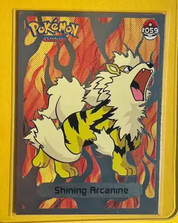💥 Shiny ARKANINE Pokemon Vintage Art CARD Metallic Foil Collectible Anime NM💥 - Image 1