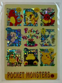 MEW EEVEE SNORLAX Pocket Monsters Pokemon Japanese Anime Vending Prism Sticker - Image 1