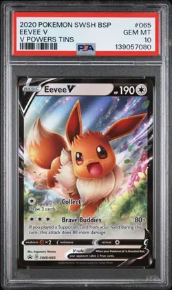 Eevee V V Powers Tins Pokemon Black Star Promo SWSH065 PSA 10 - Image 1