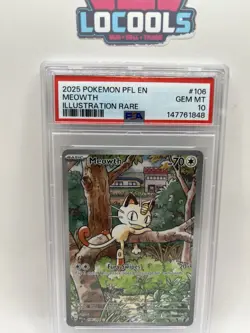 2025 POKEMON PFL EN-PHANTASMAL FLAMES ILLUSTRATION RARE #106 MEOWTH PSA 10 - Image 1