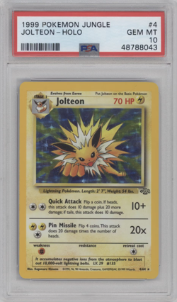 1999 Pokemon Jungle Jolteon #4 Holo Rare PSA 10 GEM MINT Pop 81 - Image 1