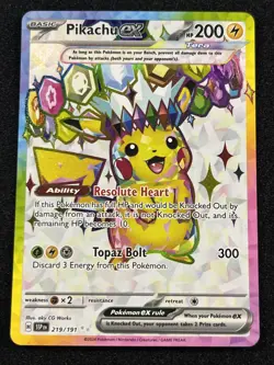 Pikachu ex 219/191 Surging Sparks Full Art Ultra Rare Holo Pokemon TCG Card - Image 1