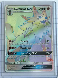 Lycanroc GX 155/147 Secret Rare Rainbow Burning Shadows 2017 Pokemon Mint - Image 1