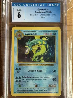 1999 Pokemon Gyarados 006/102 Shadowless Base Set Holo CGC 6 Ex/NM - Image 1