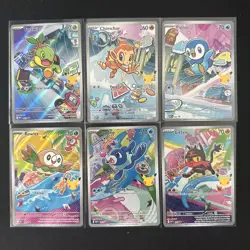 Pokemon First Partners Illustration Collection Gen 4 & Gen 7 Starters Pack Fresh - Image 1