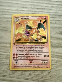 Pokemon Charizard Holo German 1st Edition Glurak 4/102 Rare Base Set 1999 Mint - Image 1