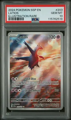 2024 POKEMON SSP EN-SURGING SPARKS ILLUSTRATION RARE #203 LATIOS PSA 10 - Image 1