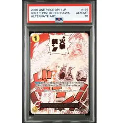 PSA10 Gum Gum Pistol Red Hawk R OP11-114 One Piece Card Japanese GEM MINT - Image 1