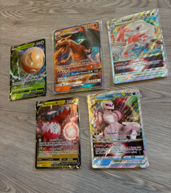5 Pokemon TCG jumbo cards, Charizard GX, Palkia, Regidrago, NM - Image 1