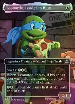 MTG Magic TMT TMNT - 1x FOIL EN NM 0196 U Leonardo, Leader in Blue (Showcase) - Image 1