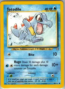 Totodile 80/111 Non Holo Neo Genesis - Pokemon Card - NM - Image 1