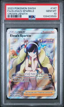 2023 Pokemon Elesa's Sparkle SWSH Crown Zenith EN Full Art 147/159 PSA 10 - Image 1
