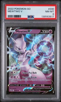 2022 Pokemon Mewtwo V 030/078 Pokemon GO Holo PSA 8 - Image 1