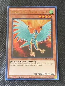 YuGiOh! - Heraldic Beast Berners Falcon BLMM-EN115 Ultra Rare 1st Edition NM - Image 1