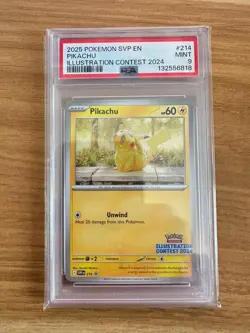 Pikachu SVP214 - Illustration Contest 2024 - Pokemon Card - PSA 9 - Image 1