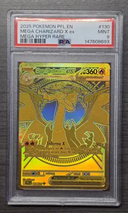 Pokemon 25 Mega Charizard X ex 130 Gold Mega Hyper Rare Phantasmal Flames PSA 9 - Image 1