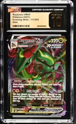 2021 Pokemon Evolving Skies Rayquaza Vmax #111 CGC 10 PRISTINE - Image 1