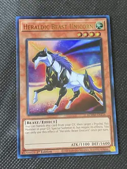 YuGiOh! - Heraldic Beast Unicorn BLMM-EN116 Ultra Rare 1st Edition Near Mint - Image 1