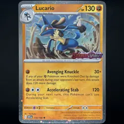 Pokemon TCG Scarlet & Violet Lucario Cosmos Holo Stamped Promo 114/198 NM - Image 1