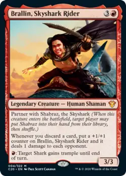 1 x Brallin, Skyshark Rider - Foil - Commander 2020 - Light Play - MTG - Image 1