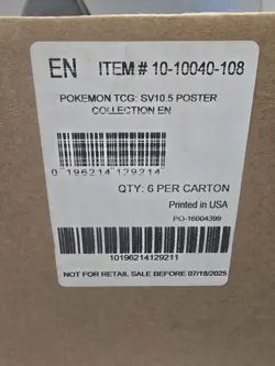 Pokemon Black Bolt White Flare Poster Collection Sealed Case X6 Per Box - Image 2