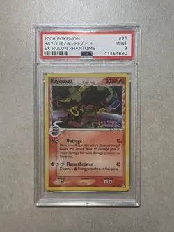 2006 POKEMON EX HOLON PHANTOMS #26 RAYQUAZA-REVERSE FOIL PSA 9 - Image 1