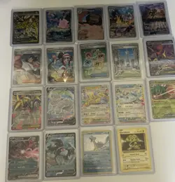 POKEMON CARD LOT COLLECTION 20CARDS OVER 120 DOLLAR VALUE MODERN ART FULL ART EX - Image 1