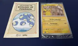 Pokemon x Natural History Museum Promo Card Pikachu At The Museum + Ecology Book - Image 1