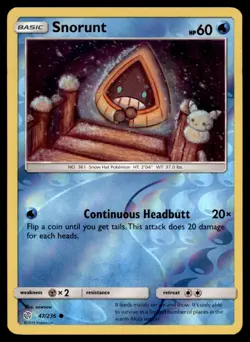 Snorunt 47/236 Common Cosmic Eclipse Pokemon Reverse Holo Near Mint - Image 1